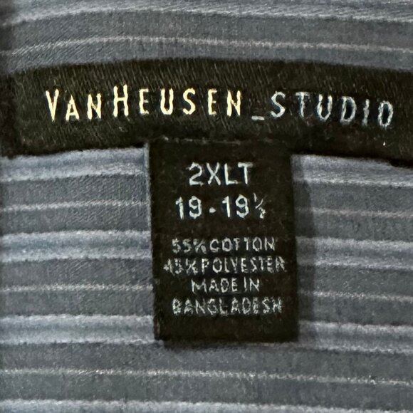 Van Heusen Studio Blue Stripe Dress Shirt | 2XL Tall - Picture 3 of 3